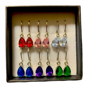 The Skyline Collection Cubic Zirconia Multi-Color Pear Teardrop Leverback Earrin